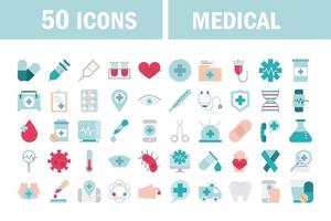 conjunto de iconos de atención médica y sanitaria vector