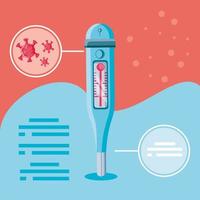 Infographic with thermometer and coronavirus vector