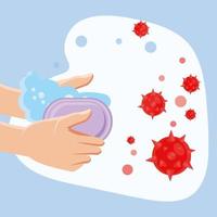 Washing hands with water and soap vector