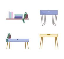 paquete de iconos de muebles para el hogar, decoración y diseño de interiores vector