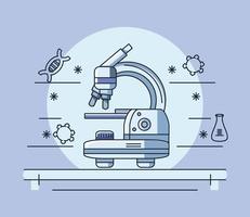 investigación de microscopio de laboratorio y coronavirus vector