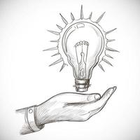 Hand Drawn New Idea Innovation Lightbulb Sketch vector