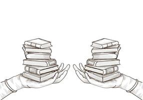 Hand Drawn Education Book Stacks Sketch vector