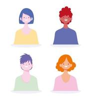 Diverse young people icon set  vector