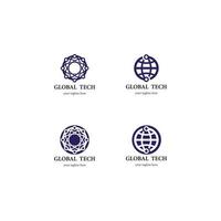 Global tech logo template vector