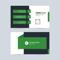 Black and green ribbon business card vector