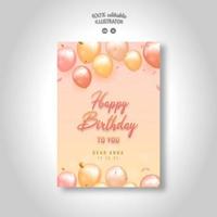 folleto de cumpleaños beige con globos vector