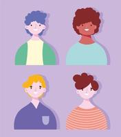 conjunto de retratos de hombres jóvenes vector