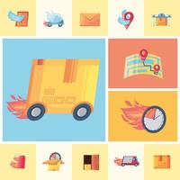 Set of fast delivery icons  vector
