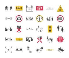 Social distancing collection of icons  vector