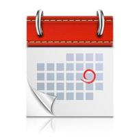 Realistic Isolated Red Calendar Icon with Reflection vector
