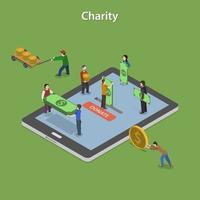 Online Donation Flat Isometric CharityConcept vector