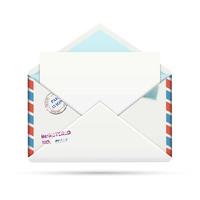 Open Old-fashioned Airmail Paper Envelope vector