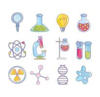 Scientific laboratory instruments icon set vector