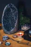 Geode rock on the table photo