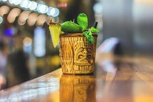 Brown tiki cup drink photo