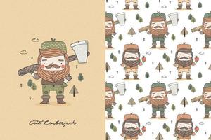 Lumberjack character with axe vector