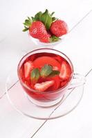 Tea with strawberries and mint