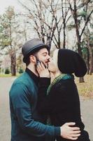 Young Hipster couple kissing