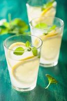 fresh lemonade with mint in glasses photo