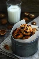 Homemade cereal cookies with nuts for breakfast photo