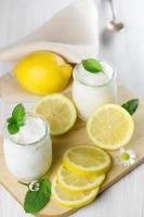 Fresh yogurt with lemon. Small depth of field