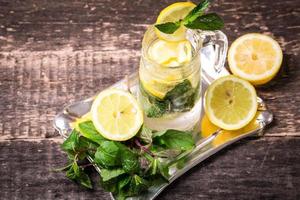 bebida fresca con limón y menta