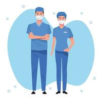 Couple of medical staff healthcare workers  vector