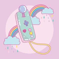 Video game portable controller joystick with rainbows  vector