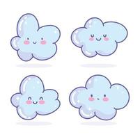 conjunto de iconos de nubes kawaii vector