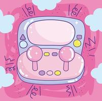 Kawaii portable video game with joystick  vector