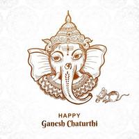 dibujo lineal ganesh chaturthi cara en boceto diseño de arte vector