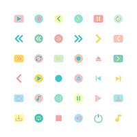 Media colorful flat icon set vector