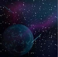 Realistic space background with unknown planet and stars vector