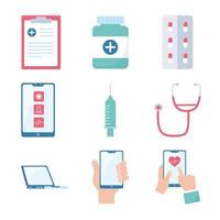 conjunto de iconos de medicina y farmacia en línea vector