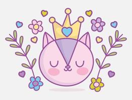 Kawaii little squirrel face with flowers vector