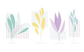 Set of colorful foliage with halftone shapes vector