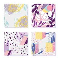 Memphis style abstract and geometric background set vector