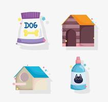 Cute pet items collection vector