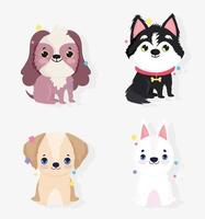 Cute little dogs icon set vector