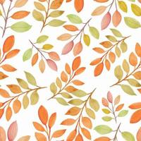 Watercolor fall season nature seamless pattern with branch