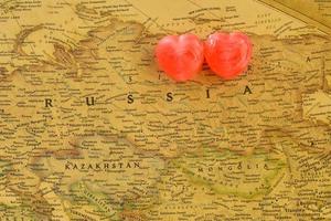 Sweet heart candy present love in old Russia map