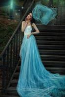 Fairy  blue long dress of a fairy tale.