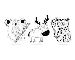 Assorted little wild animals sketch-style vector