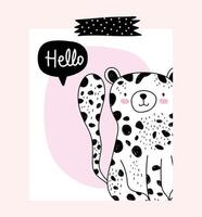 Little leopard with greeting message vector