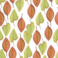 Repeat pattern with watercolor leaves vector