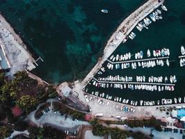 Aerial view of a boat dock photo