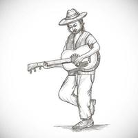 Sketch of Man Guitar Player Background vector