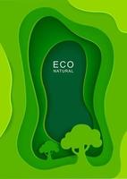 Green background with trees in paper cut style vector