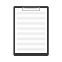 Realistic black clipboard isolated on white background